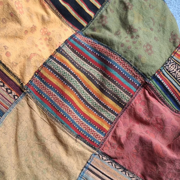 Kathmandu Imports Mushroom Patchwork Fringed Poncho, 100% Cotton, Size S/M? - Picture 14 of 14